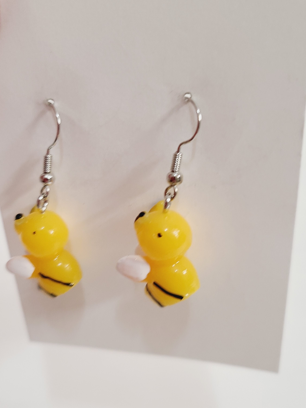 Cute Yellow Bee Dangle Earrings - Picture 2 of 3